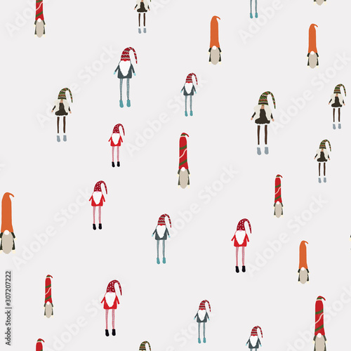 Seamless pattern with scandinavian gnomes.