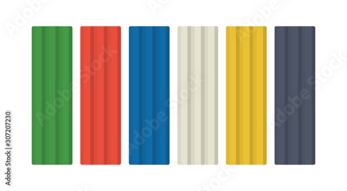 Vector plasticine set. Flat isolated illustration. Creative and art