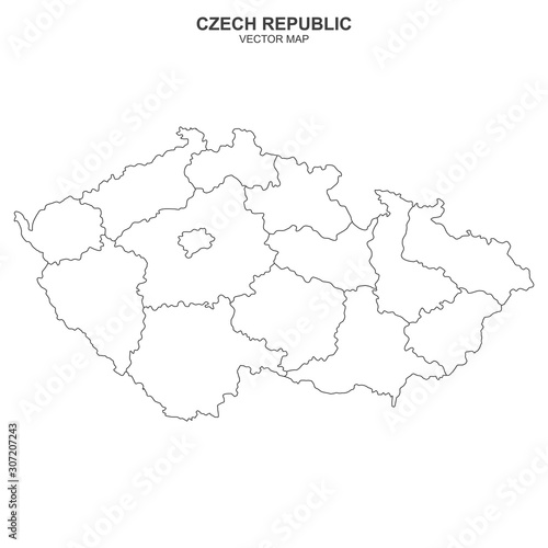 political map of Czech Republic on white background