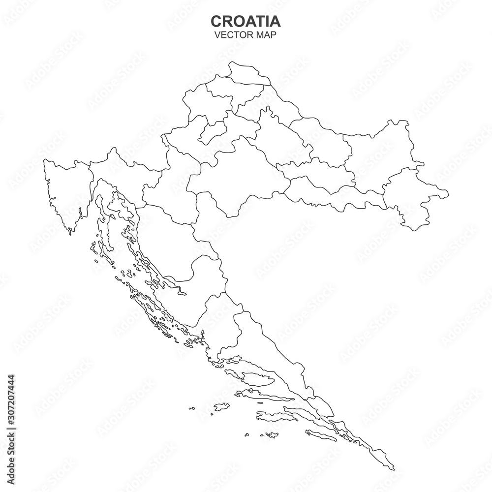 vector map of Croatia isolated on white background