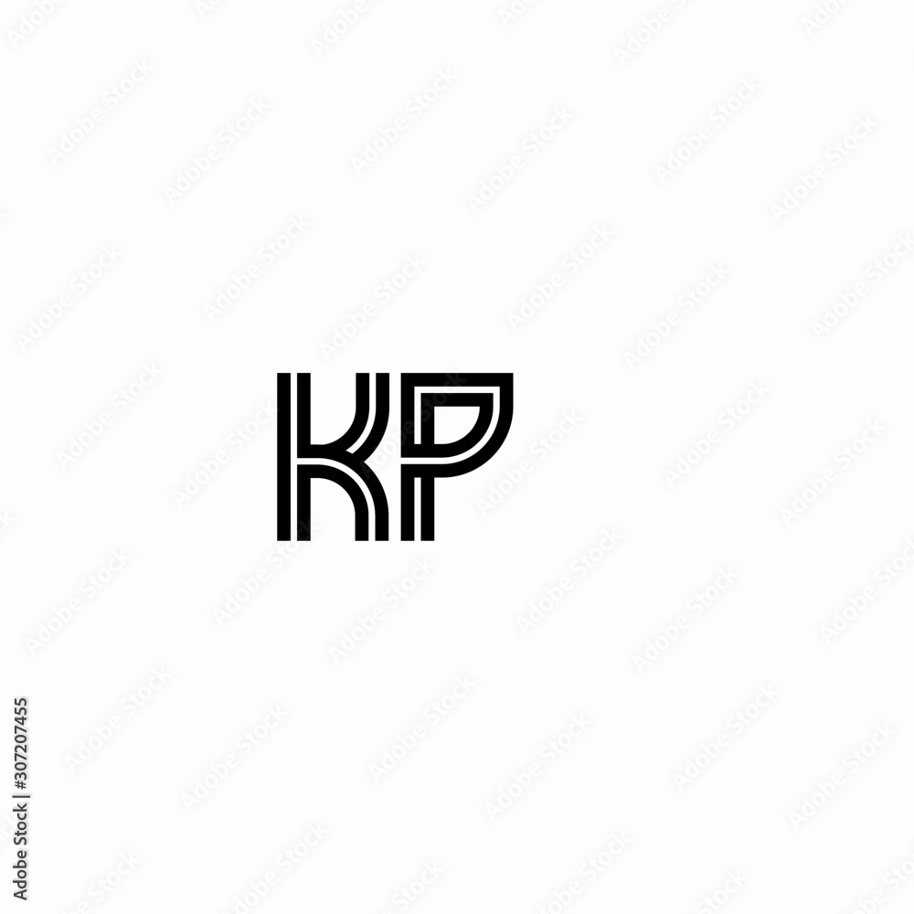 Obraz premium Initial outline letter KP style template 