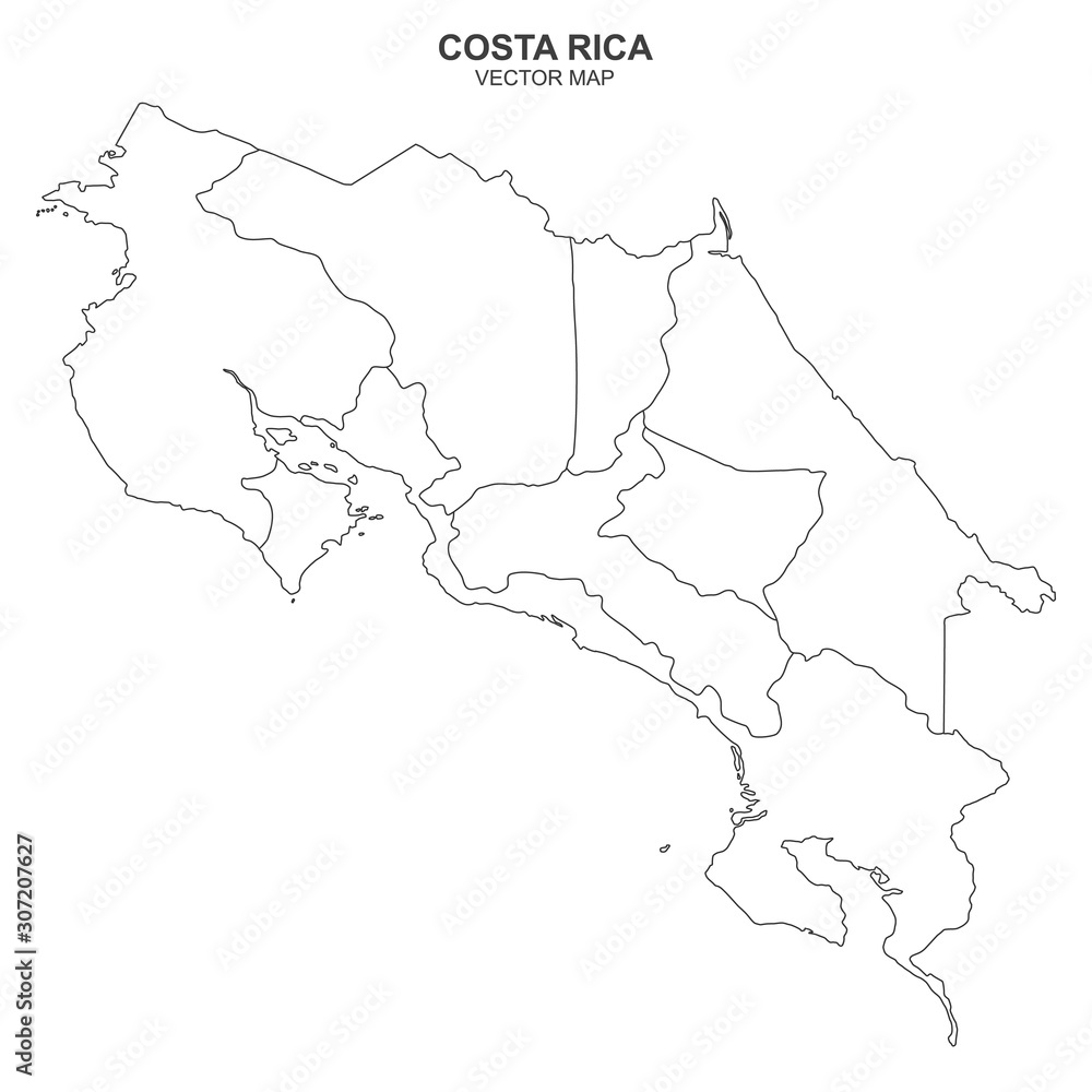 vector map of Costa Rica isolated on white background