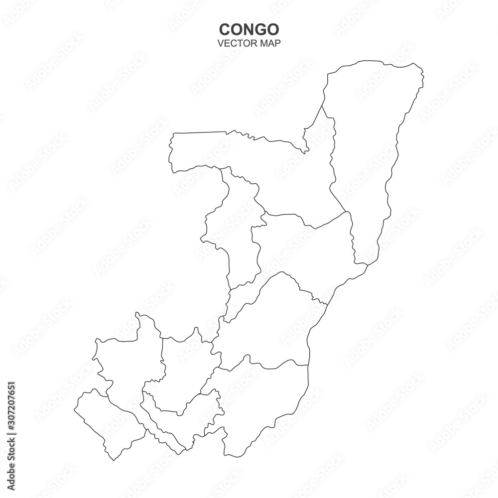political map of Congo on white background