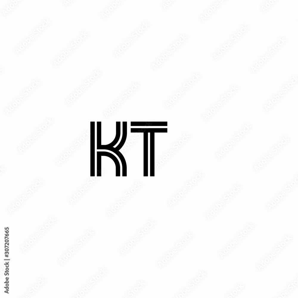 Initial outline letter KT style template Initial outline letter KT style template