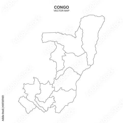political map of Congo on white background