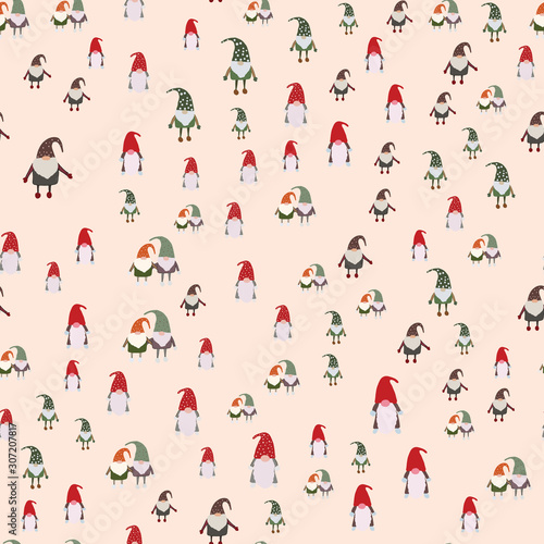 Seamless pattern with scandinavian gnomes.