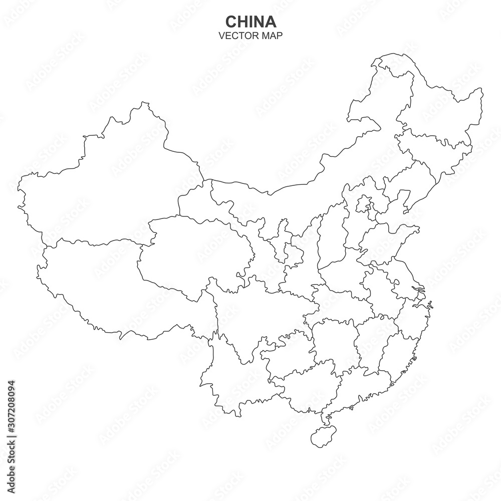 vector political map of China on white background vector political map of China on white background