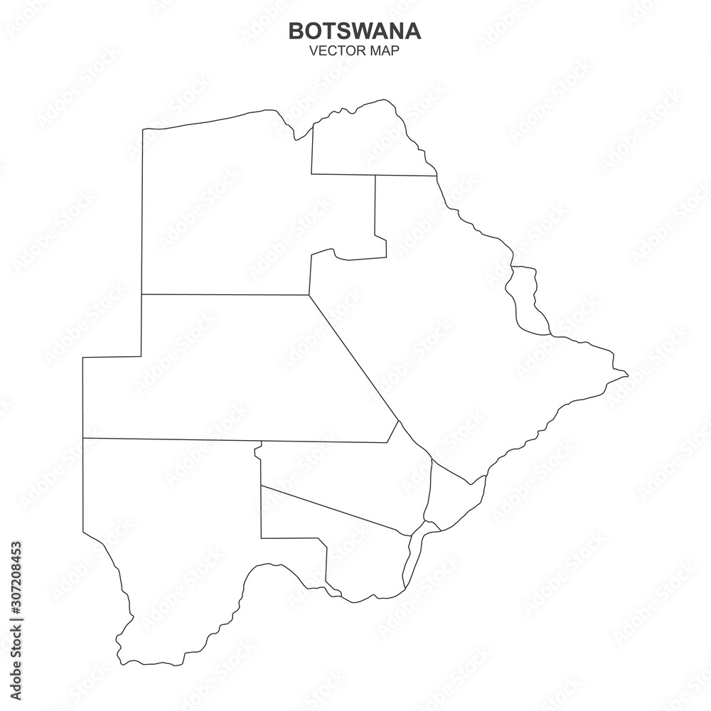 political map of Botswana on white background