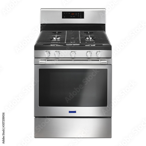 Fototapeta Freestanding 5-cu ft Gas Range with Convection Isolated on White Background