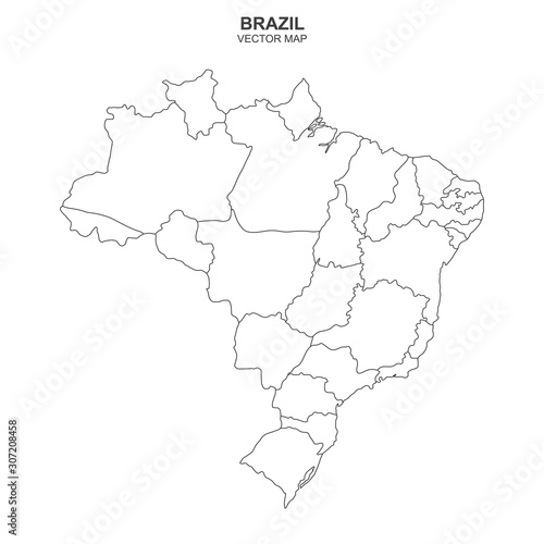 political map of Brazil on white background