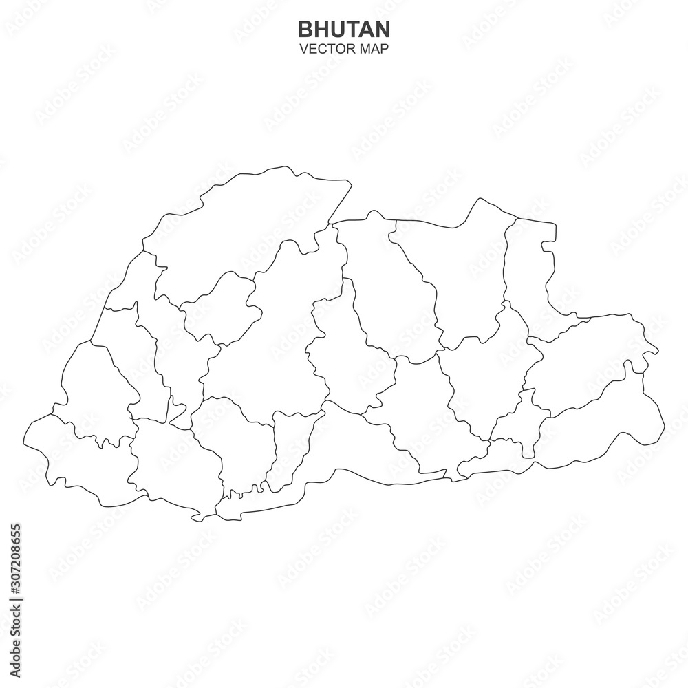 vector map of Bhutan of white background