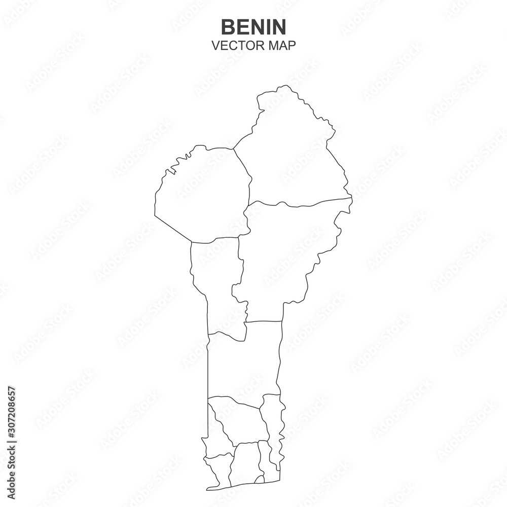 vector map of Benin with states on white background vector map of Benin with states on white background