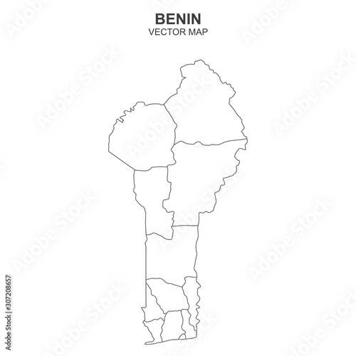 vector map of Benin with states on white background
