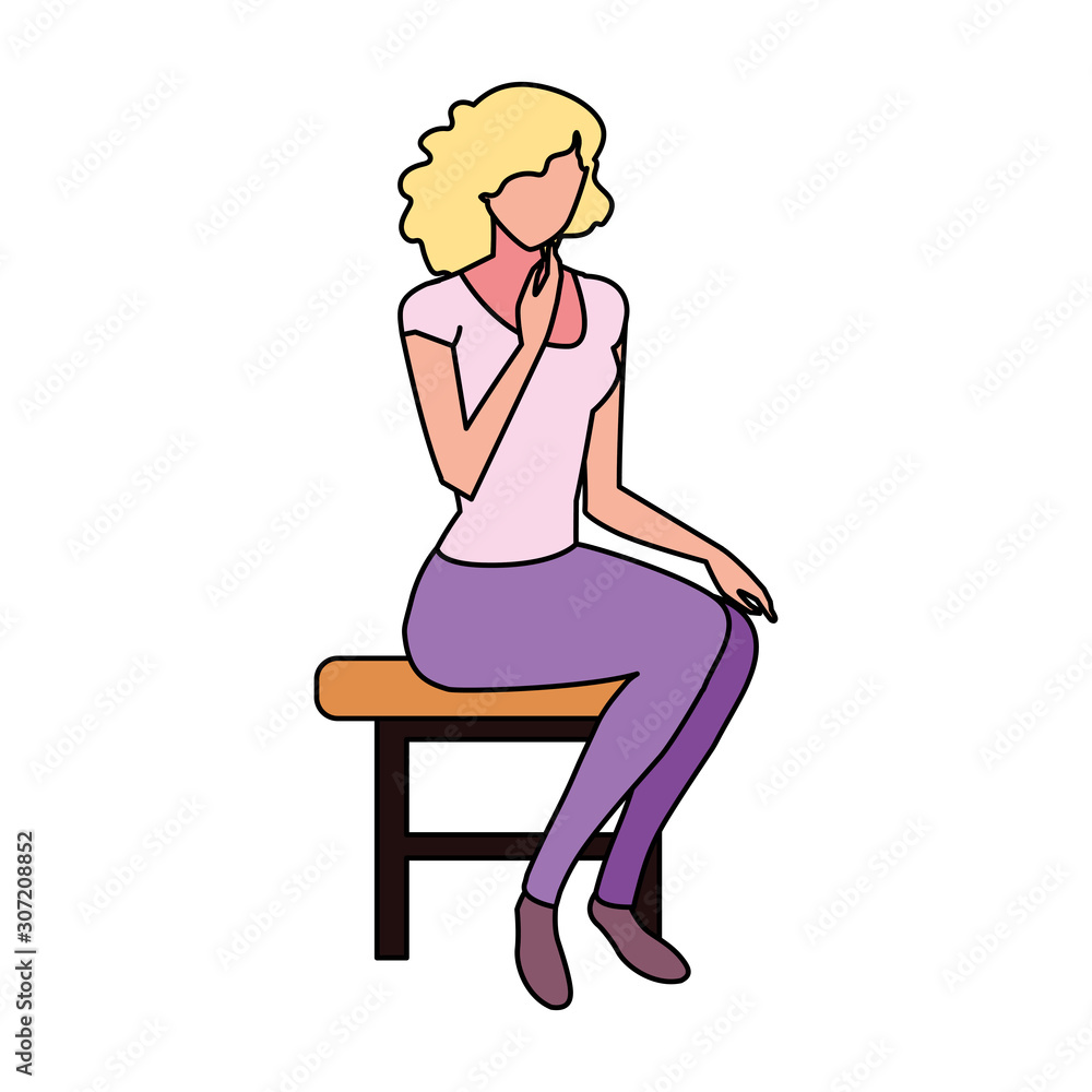 young woman sitting in chair on white background young woman sitting in chair on white background