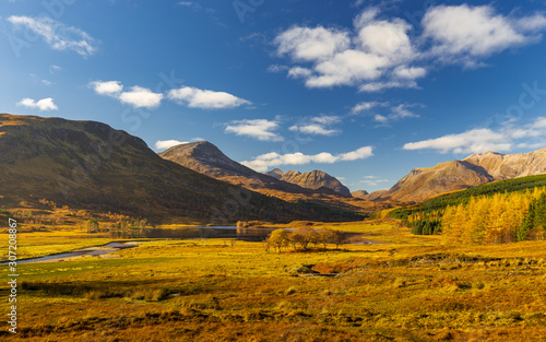 Beautiful autumn colours in mountain valley in the Scottish Highlands