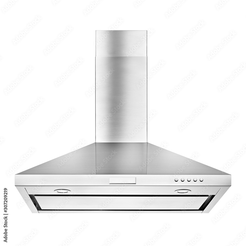 Range Hood Isolated on White Background. Front View of Island