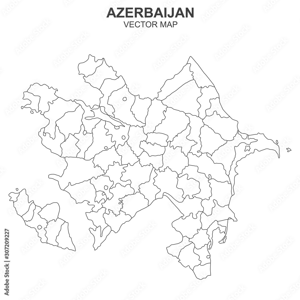 vector map of Azerbaijan on white background