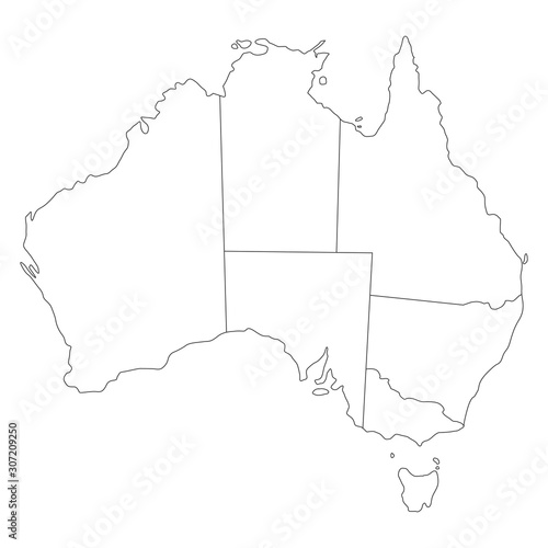 vector map of australia with borders of states