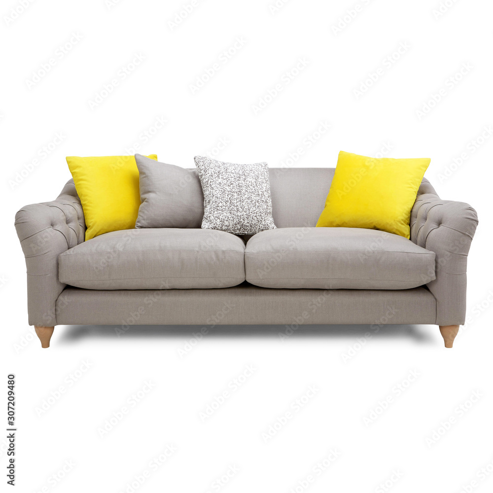 Silver Gray Mid Back Linen Sofa