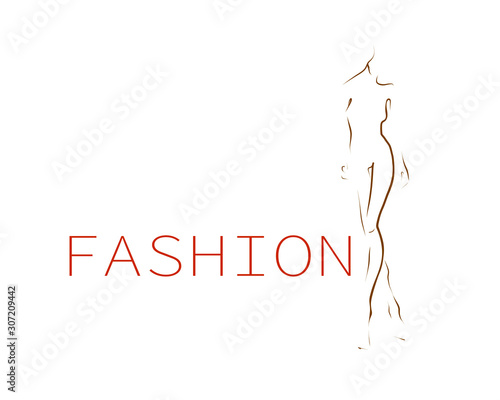 Fashion model, hand-drawn silhouette. Vector