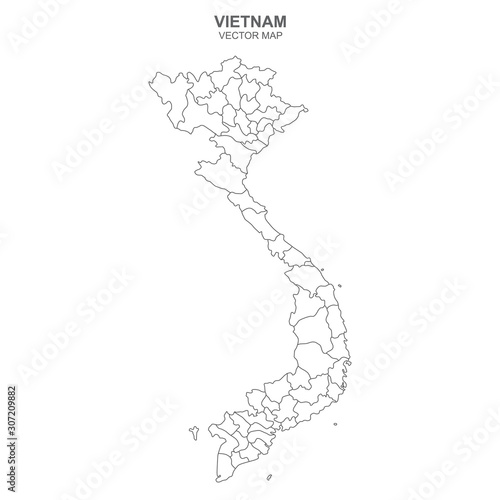 vector political map of Vietnam on white background