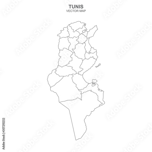 political map of Tunis isolated on white background