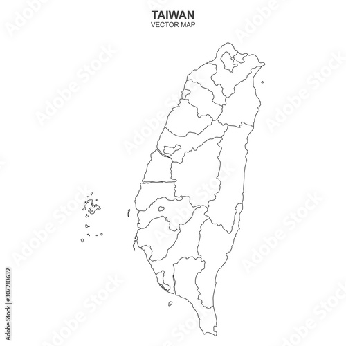 vector map of Taiwan on white background