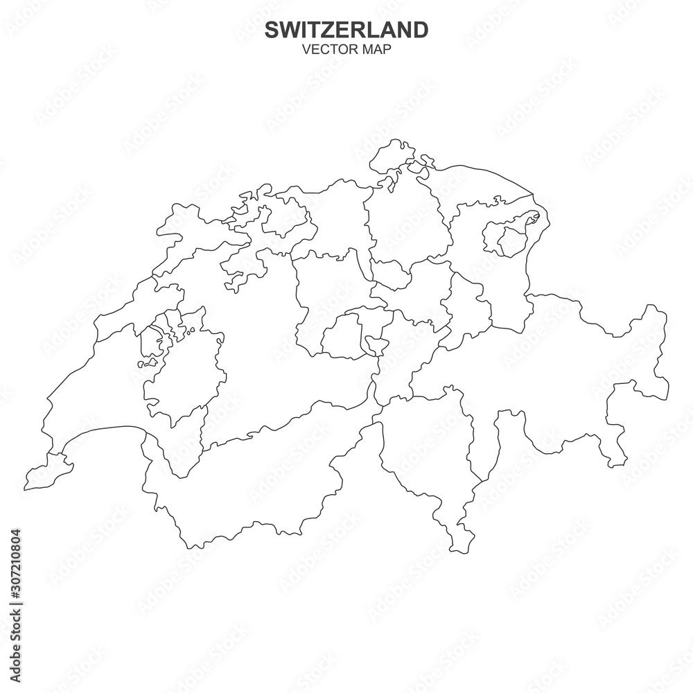 political map of Switzerland isolated on white background