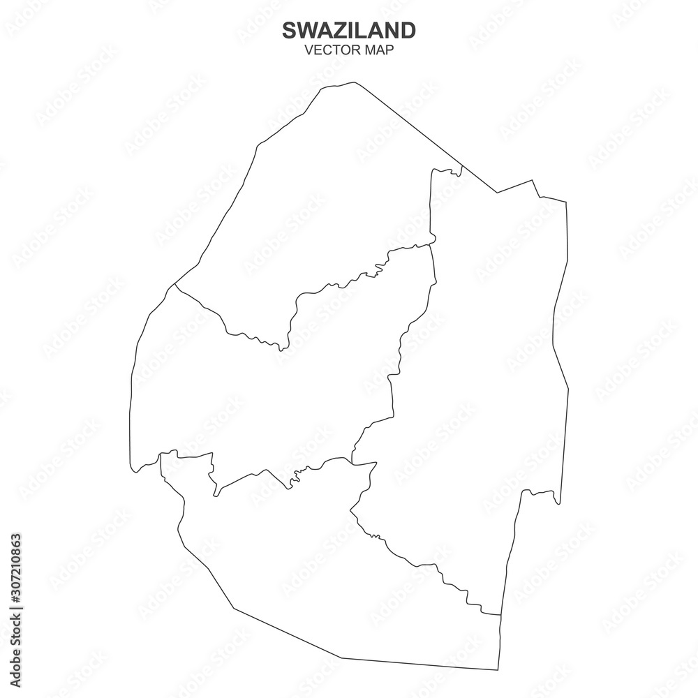 vector political map of Swaziland on white background