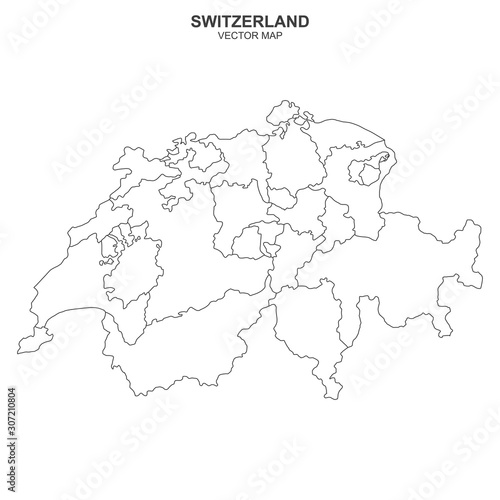 political map of Switzerland isolated on white background
