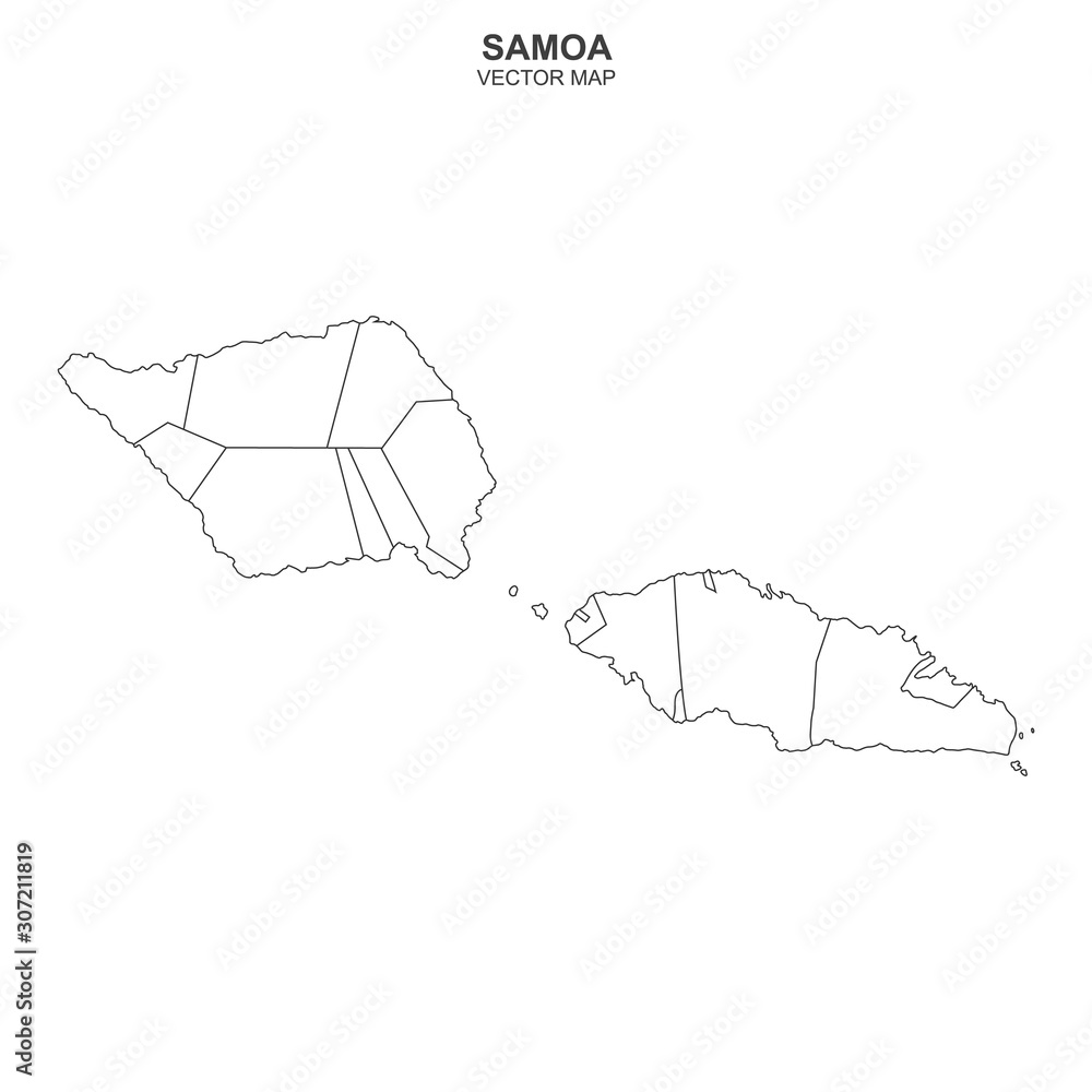 political map of Samoa isolated on white background Stock Vector ...