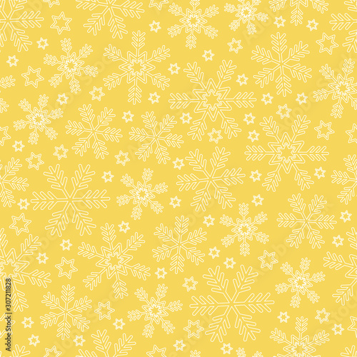 Golden background with snow flakes pattern