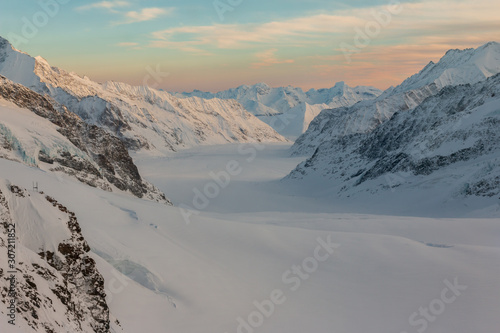jungfrau joch winter in the mountains swiss alps