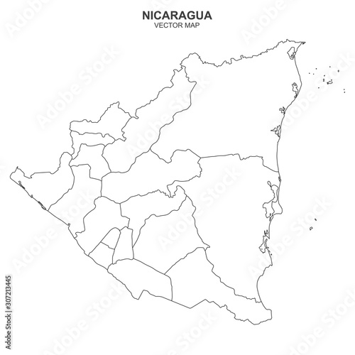 political map of Nicaragua isolated on white background