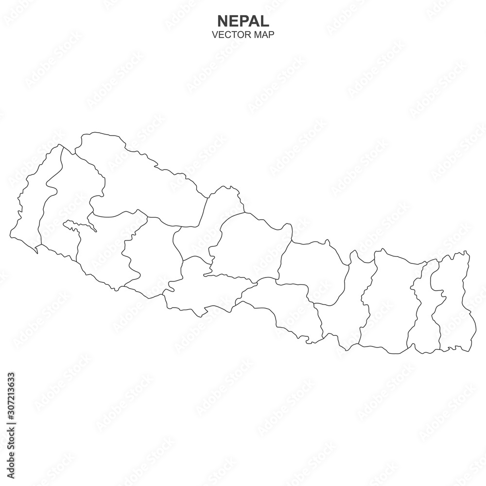 political map of Nepal isolated on white background