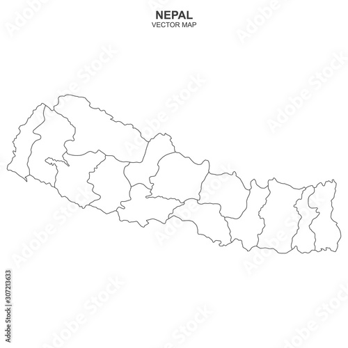 political map of Nepal isolated on white background