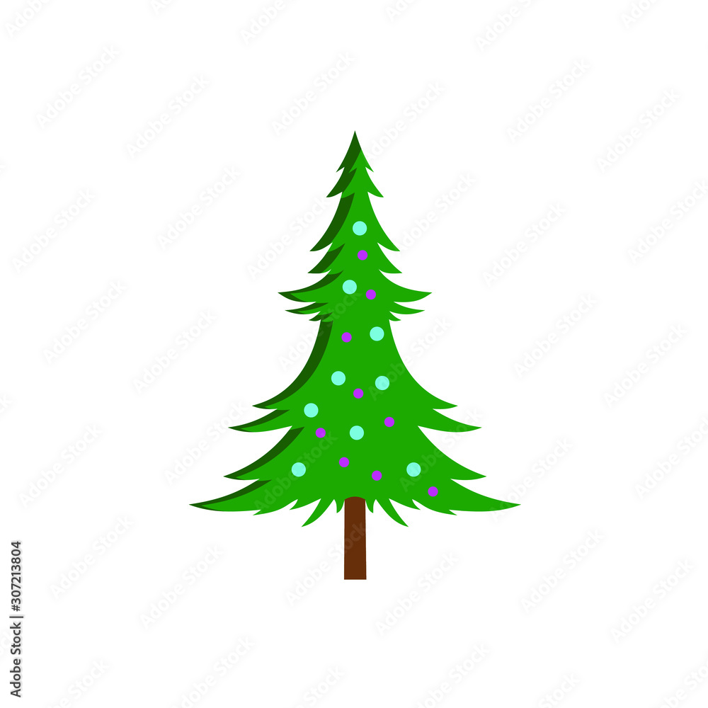 simple decorative christmas tree isolated on the white background. eps 10 vector. green color.