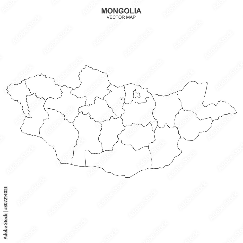 vector map of Mongolia on white background