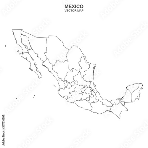 political map of Mexico isolated on white background