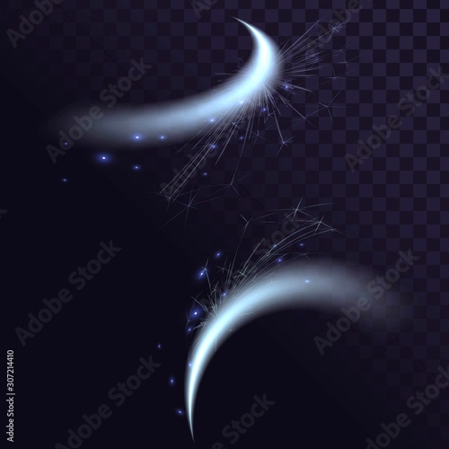 Lighting effects, swing of a sword with sparks, flash of light