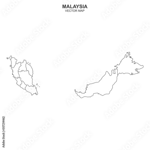 political map of Malaysia isolated on white background