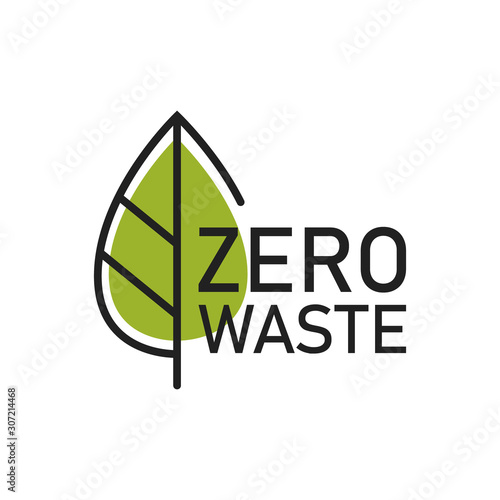 Zero waste logo label, environment protection. Reduce, reuse, recycle. No plastic and go green slogan. Vector illustration