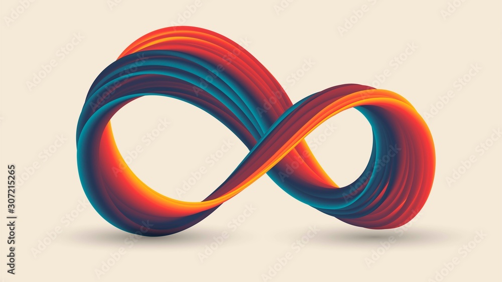 Colorful infinity sign with stripes, gradient swirling ring Colorful infinity sign with stripes, gradient swirling ring