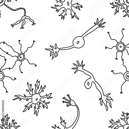 Bright banner sketch neuron chaos, art style.