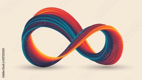 Colorful infinity sign with stripes, gradient swirling ring