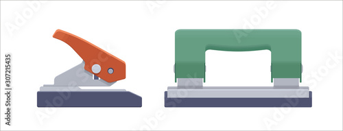 Hole puncher. Vector flat isolated set