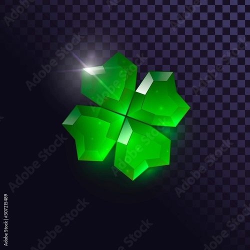 Four leaf clover of gamstones, luck sign, saint Patrick day