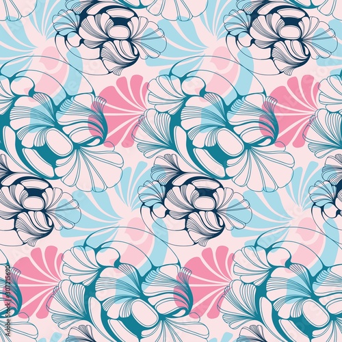 Seamless pattern with decorative leaves