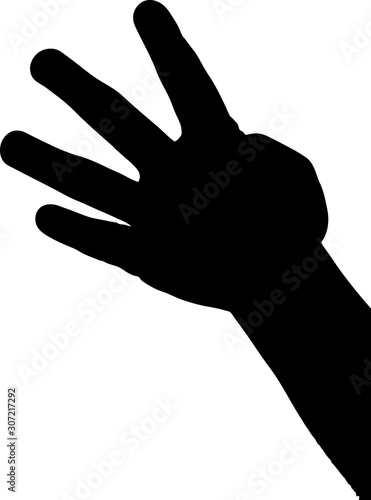 Hand silhouette isolated on white background