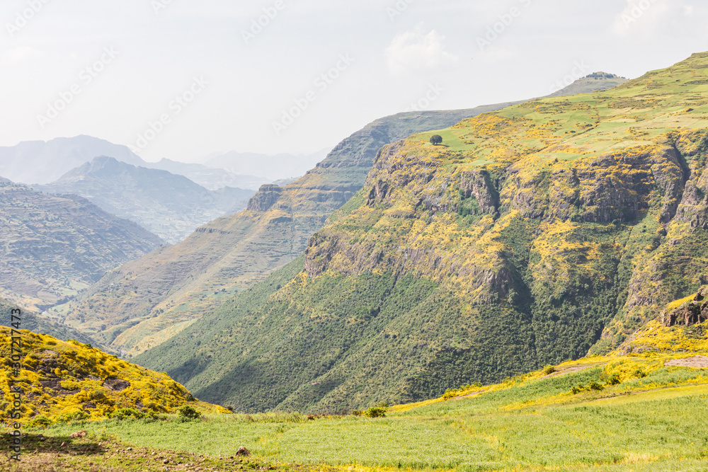 Fototapeta premium Mountains and valleys in the Ethiopian highlands